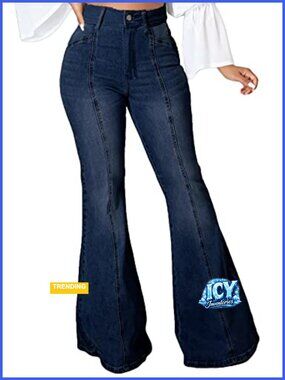 High Waist Ripped Flared Bell Bottom Jeans Raw Hem